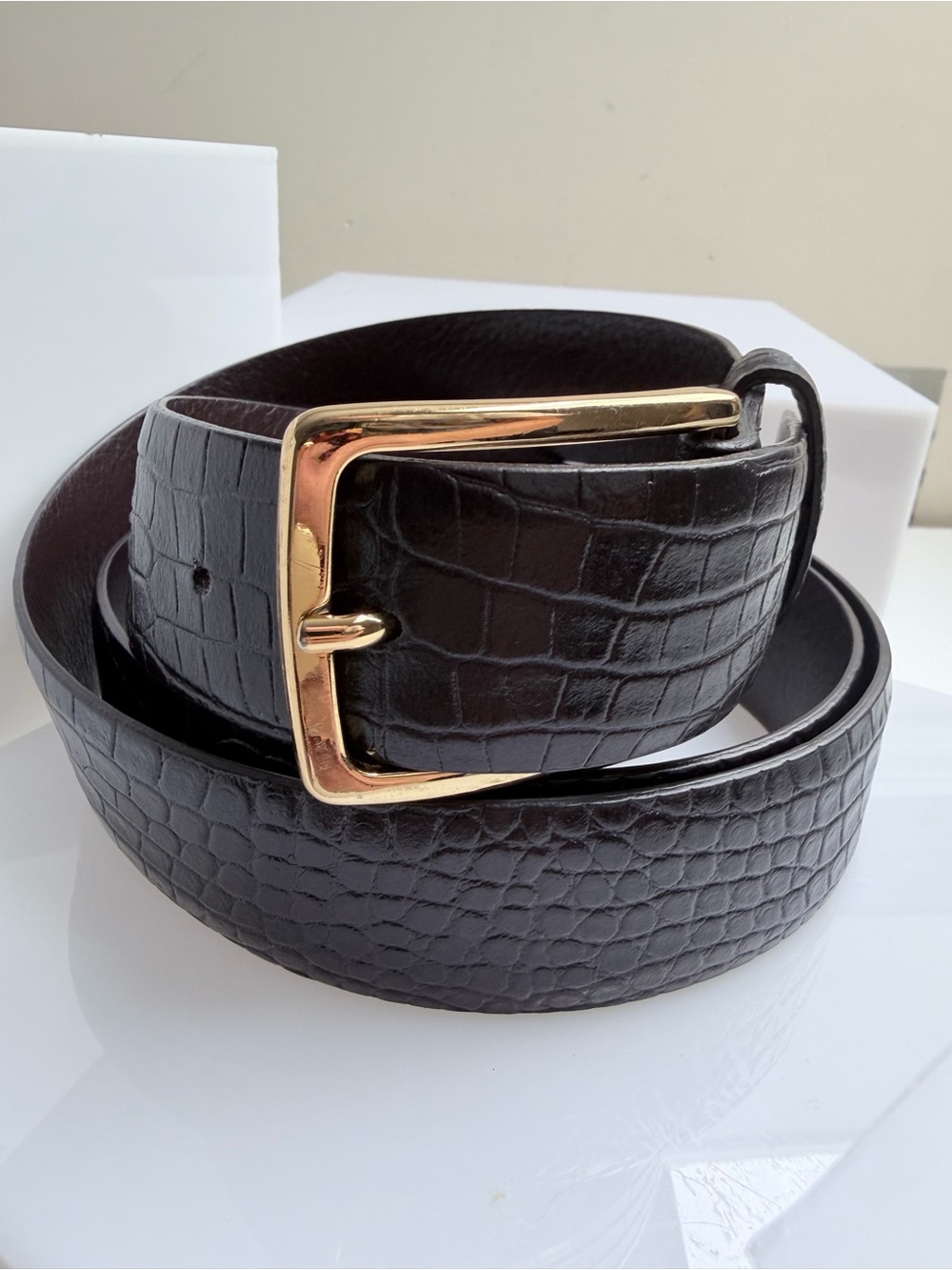 Paul Frederick Crocodile Embossed with Changeable Belt Buckle Italy Size 42